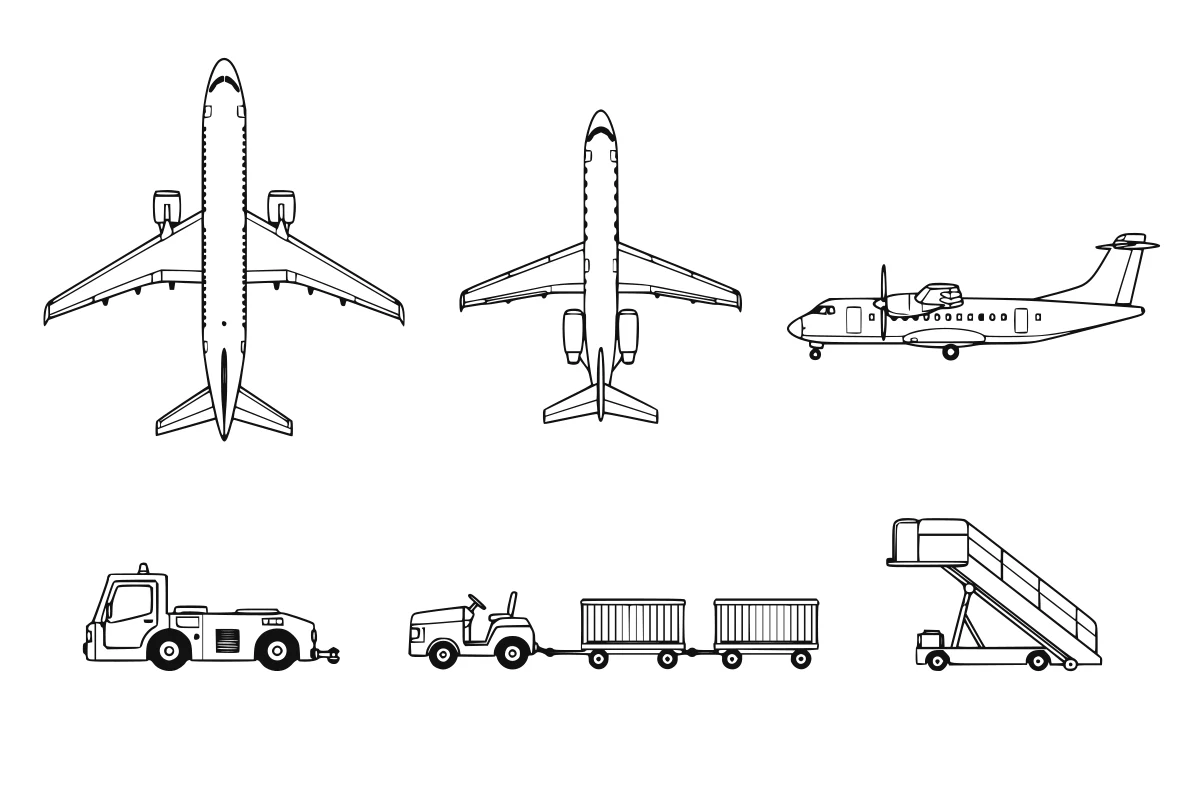Aviation entourage SVG set shown as a rendered representative vector-output preview