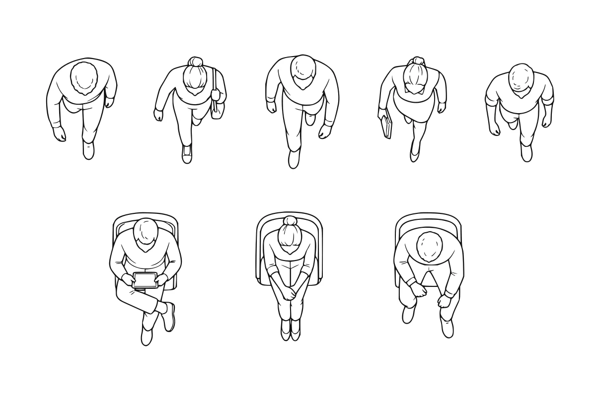 Plan-view people SVG set shown as a rendered representative vector-output preview