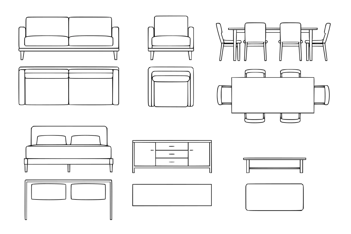 Residential furniture SVG set shown as a rendered representative vector-output preview
