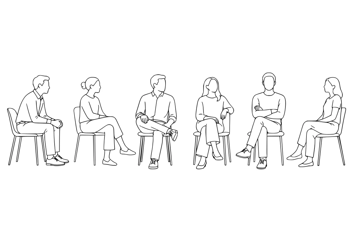 Seated people elevation SVG set shown as a rendered representative vector-output preview