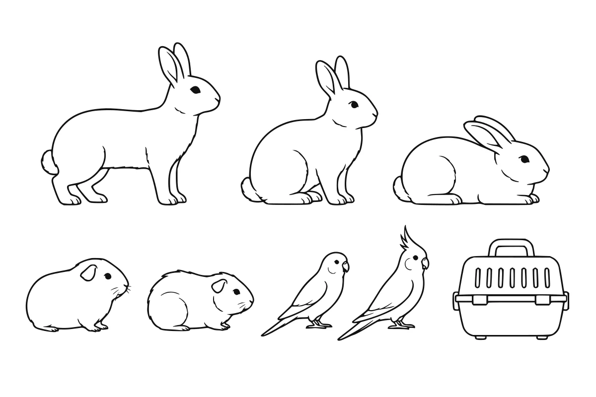 Small-pet entourage SVG set shown as a rendered representative vector-output preview