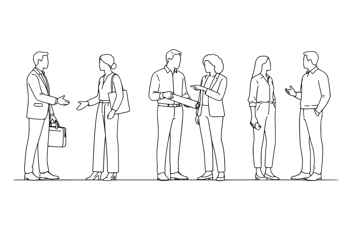 Standing people elevation SVG set shown as a rendered representative vector-output preview